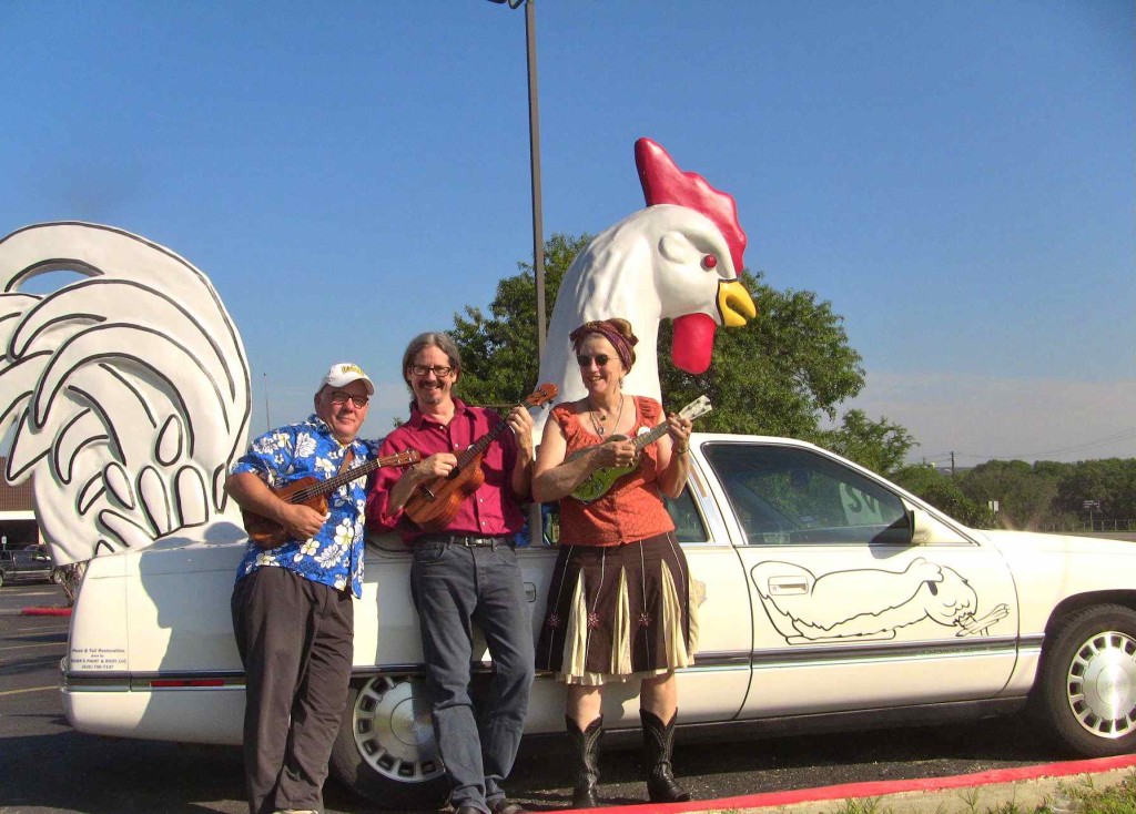 This year's instructors couldn't resist a chicken car photo-op.